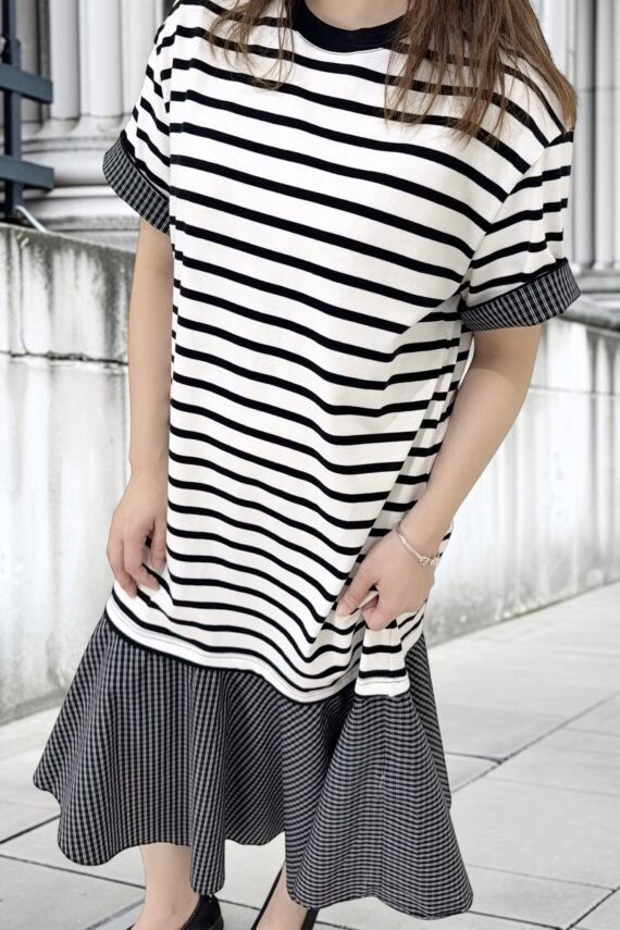 39180 TRIPE TEE DRESS
