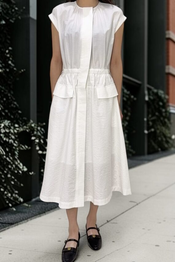 38971 SIMPLE WAIST-CINCHED DRESS
