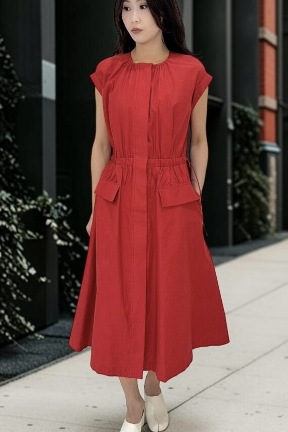 38971 SIMPLE WAIST-CINCHED DRESS
