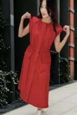 38971 SIMPLE WAIST-CINCHED DRESS