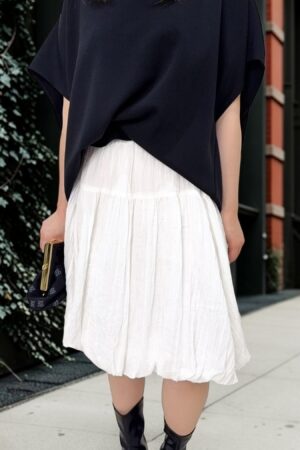 39000 BALLOON-STYLE ELASTIC-WAIST MIDI SKIRT