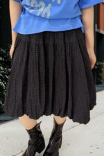 39000 BALLOON-STYLE ELASTIC-WAIST MIDI SKIRT