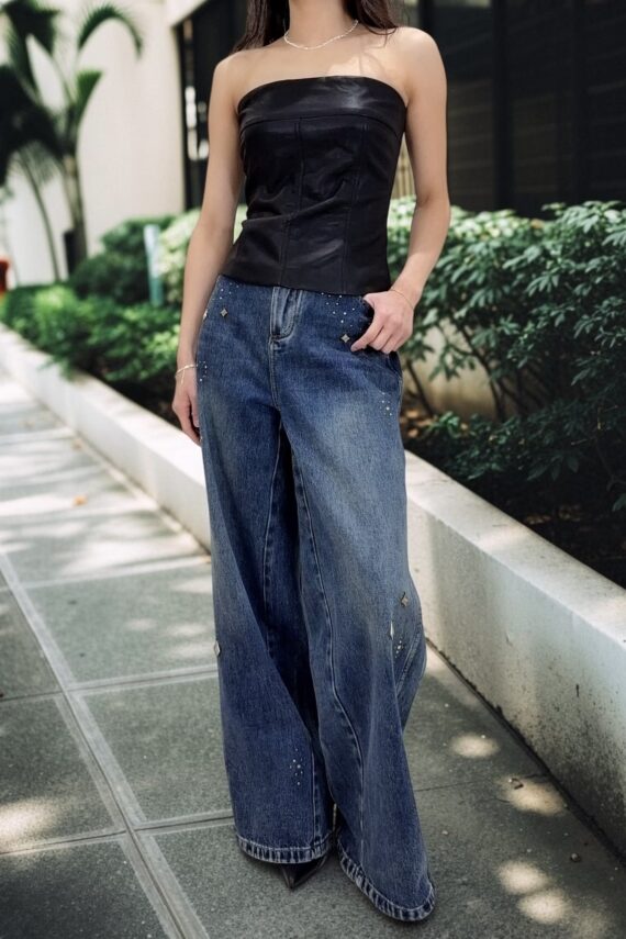 39213 LEATHER BANDEAU TOP