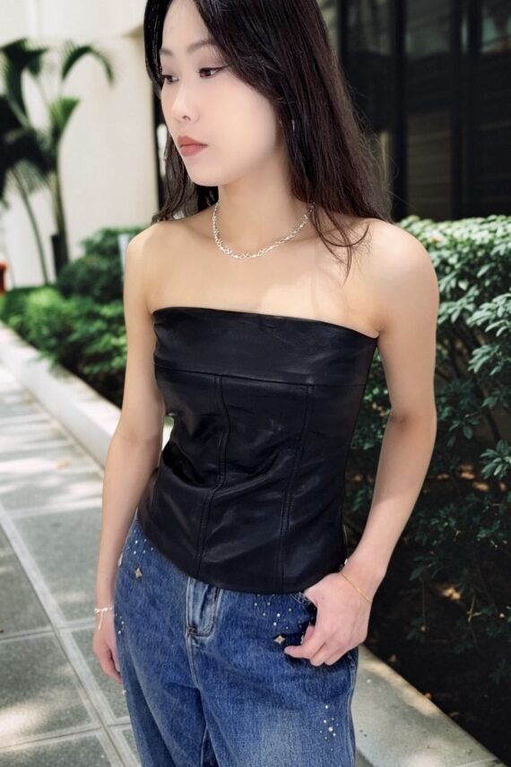 39213 LEATHER BANDEAU TOP