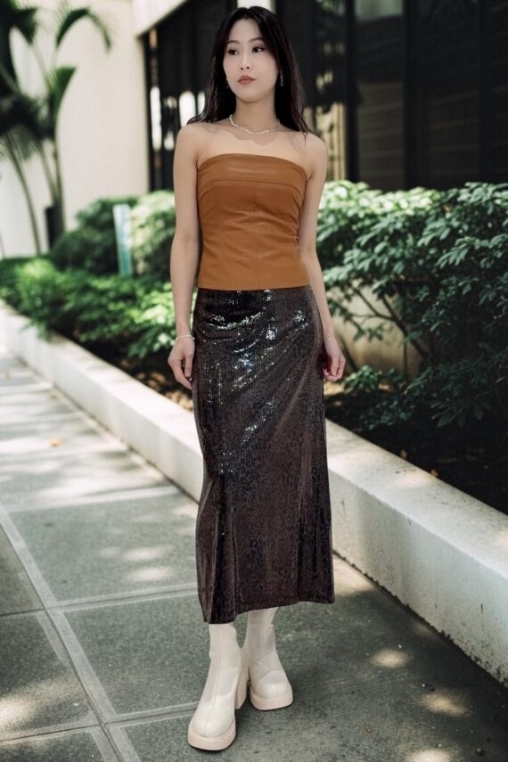 39213 LEATHER BANDEAU TOP