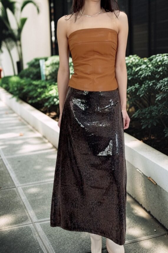 39213 LEATHER BANDEAU TOP