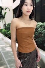39213 LEATHER BANDEAU TOP