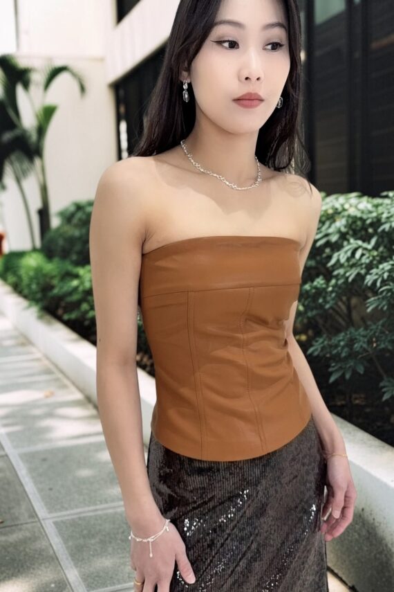 39213 LEATHER BANDEAU TOP