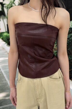 39213 LEATHER BANDEAU TOP