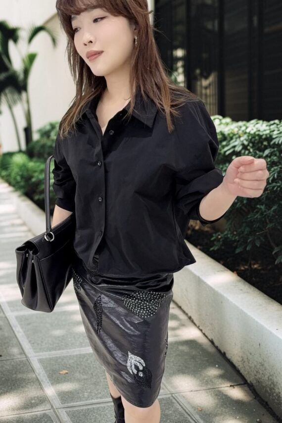 39207 EMBELLISHED LEATHER SKIRT