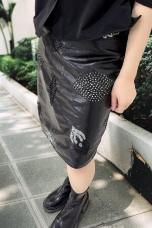 39207 EMBELLISHED LEATHER SKIRT