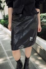 39207 EMBELLISHED LEATHER SKIRT