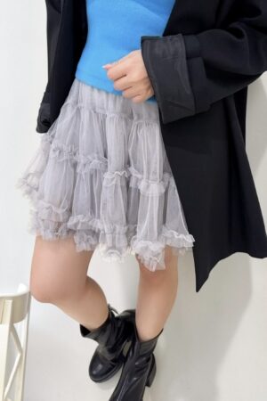 38249 ELASTIC WAIST TIERED TULLE SKIRT