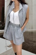 39165 CHECKER VEST & SHORT SET