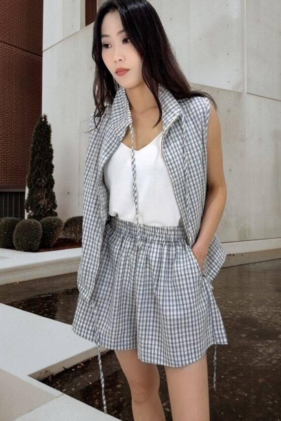 39165 CHECKER VEST & SHORT SET