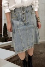 38994 DENIM A-LINE MIDI SKIRT