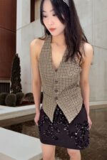 39215 CHECKEREN HALTER TOP