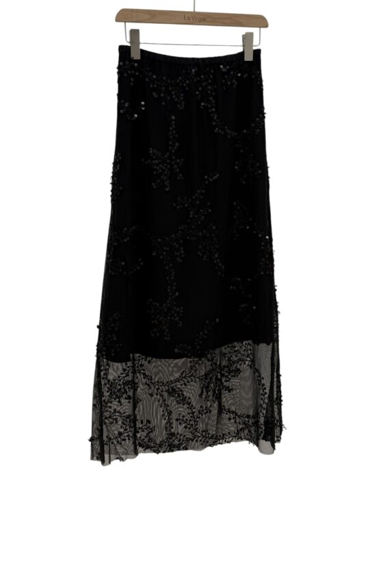 39196 EMBROIDERED SEQUIN MIDI SKIRT