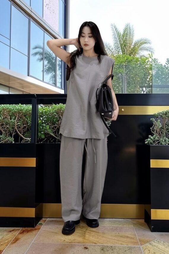 39100 ELASTIC WAIST WIDE-LEG  PANTS