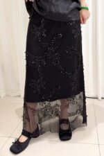 39196 EMBROIDERED SEQUIN MIDI SKIRT