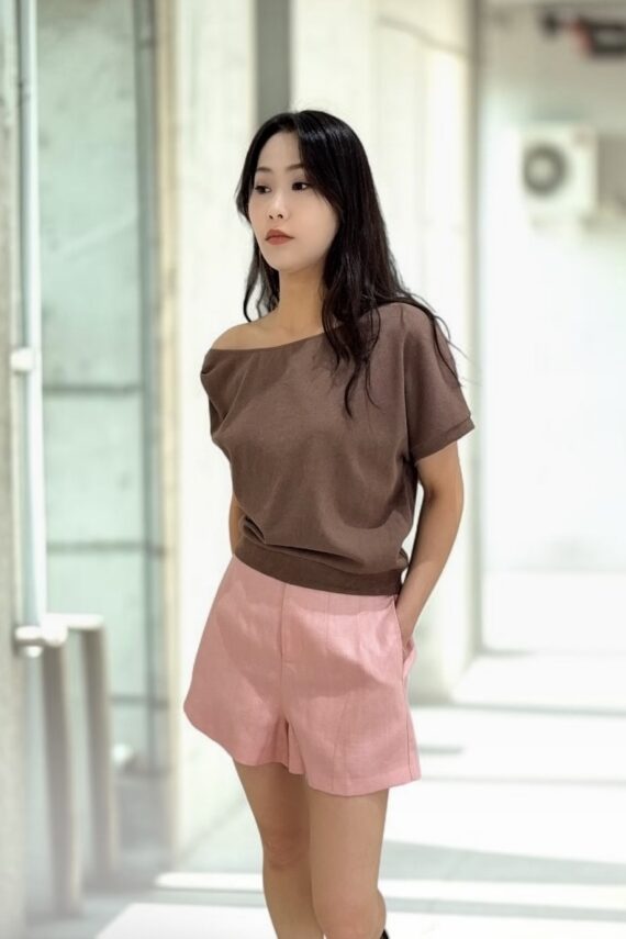 39128 DRAPED WIDE NECK TOP