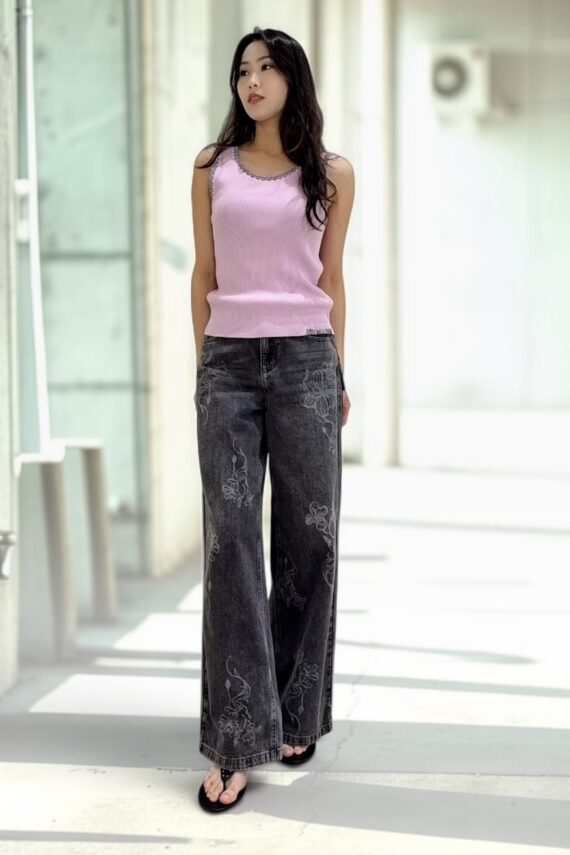 38806 PRINTED STAIGHT-LEG JEANS