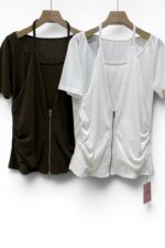 38797 FAUX YWO-PIECE HALTER NECK T-SHIRT