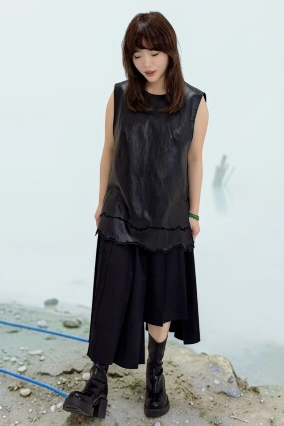 39248 LEATHER VEST TOP