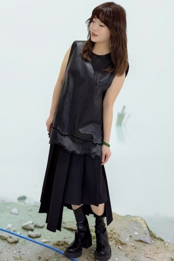 39248 LEATHER VEST TOP