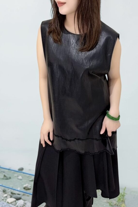 39248 LEATHER VEST TOP