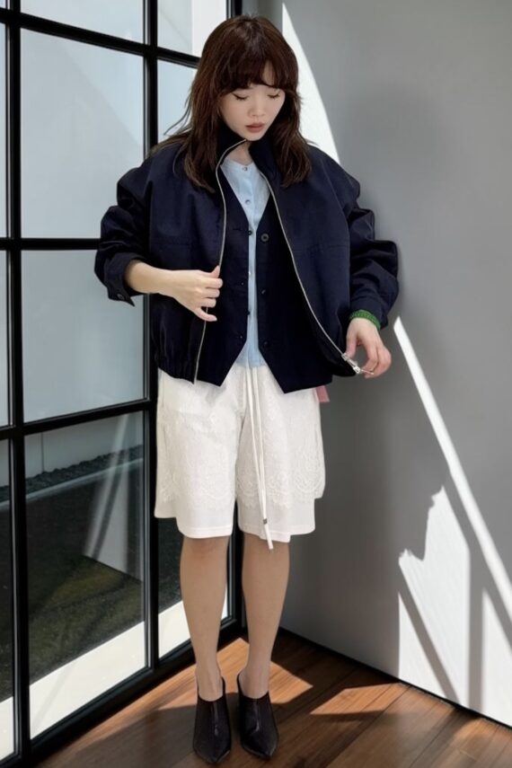 38745 LACE PANEL BERMUDA SHORTS