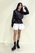 39026 FITTED LEATHER LONG-SLEEVE TOP