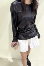 39026 FITTED LEATHER LONG-SLEEVE TOP