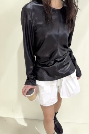 39026 FITTED LEATHER LONG-SLEEVE TOP