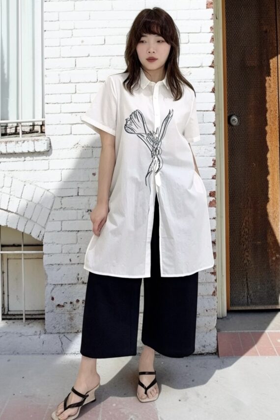 39152 ASYMMETRIC ART PRINT SHIRT