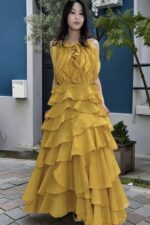 39184 CASCADING RUFFLE DINNER DRESS