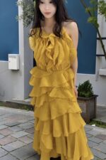 39184 CASCADING RUFFLE DINNER DRESS