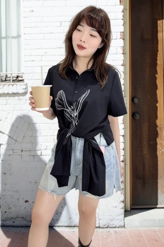39152 ASYMMETRIC ART PRINT SHIRT