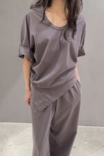 39019 U-NECK TOP & LONG PANTS SET