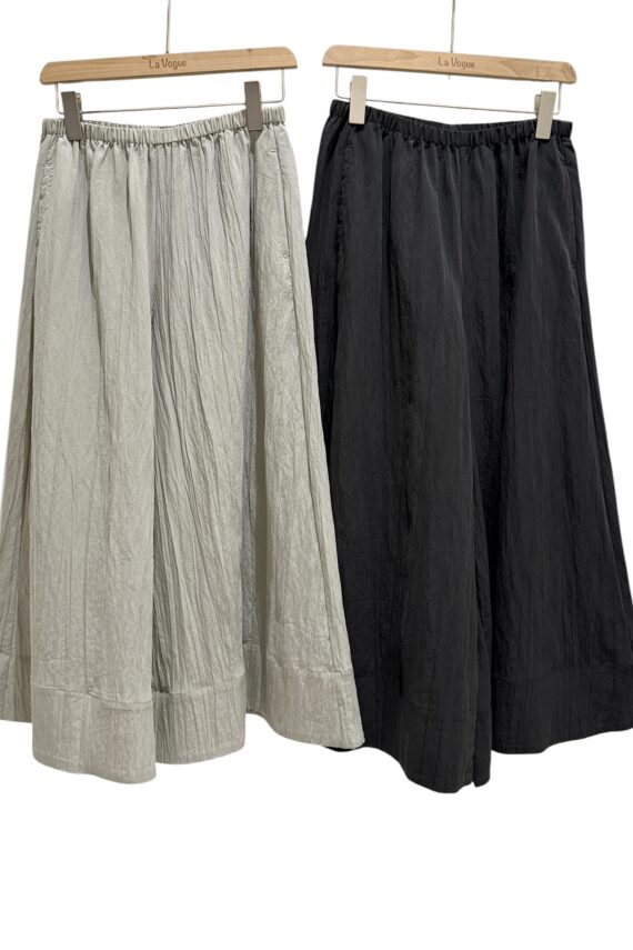 38831 TEXTURED ELASTIC-WAIST WIDE-LEG PANTS
