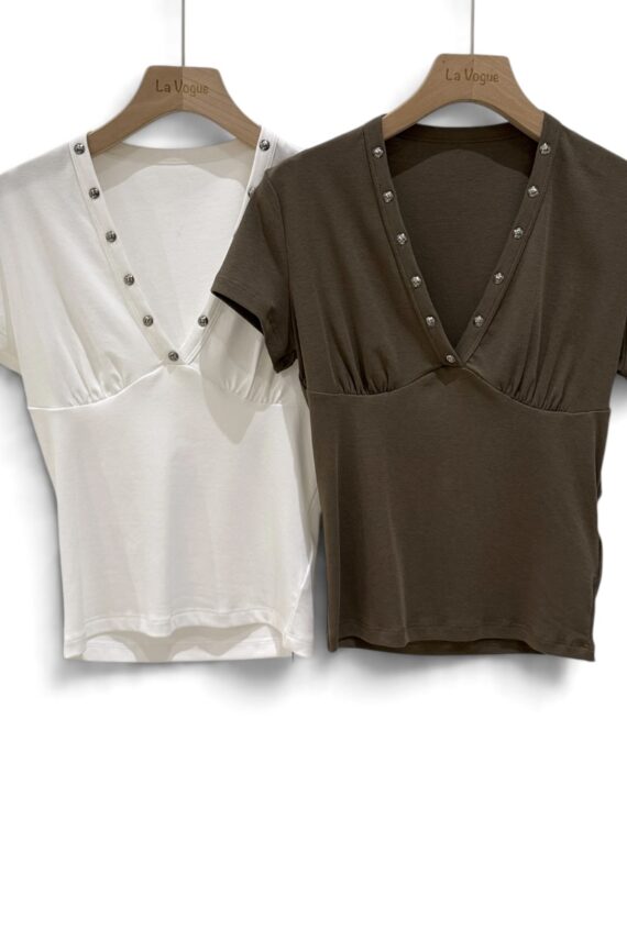 39141 FITTED V-NECK TOP