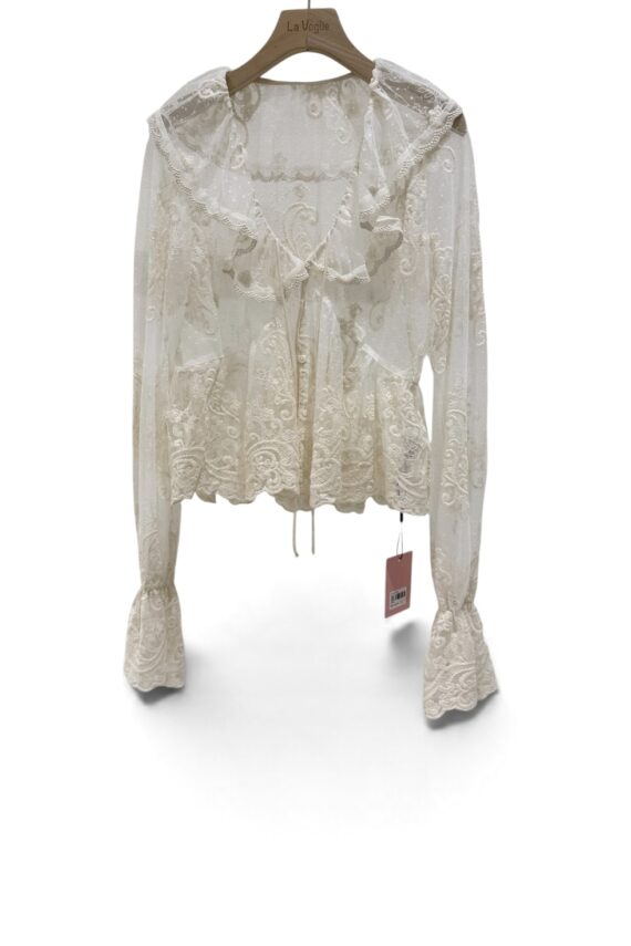 39268 LACE EMBROIDERED LONG-SLEEVE BLOUSE