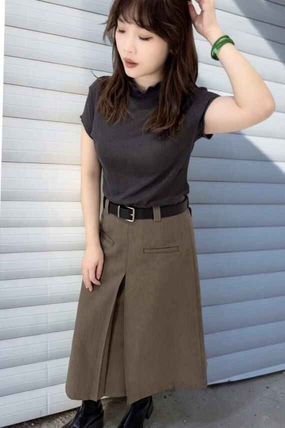 39189 HIGH-NECK SHORT-SLEEVE TOP