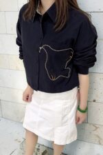 39290 CROPPED EMBROIDERED SHIRT TOP