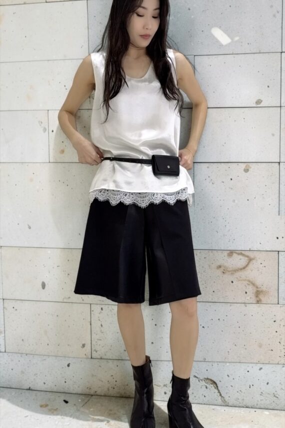 38859 SILKY LACE-TRIM SLEEVELESS TOP