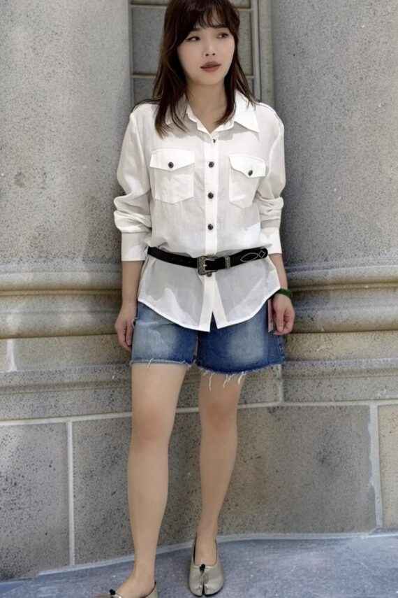 39158 RELAXED-FIT UTILITY SHIRT TOP