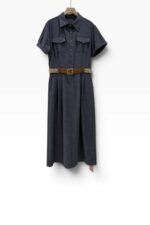 39161 DENIM-LOOK BUTTON-DOWN DRESS