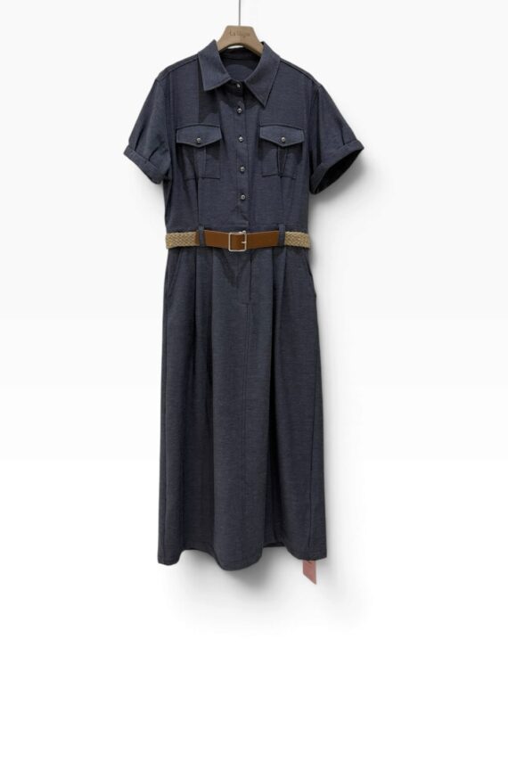 39161 DENIM-LOOK BUTTON-DOWN DRESS