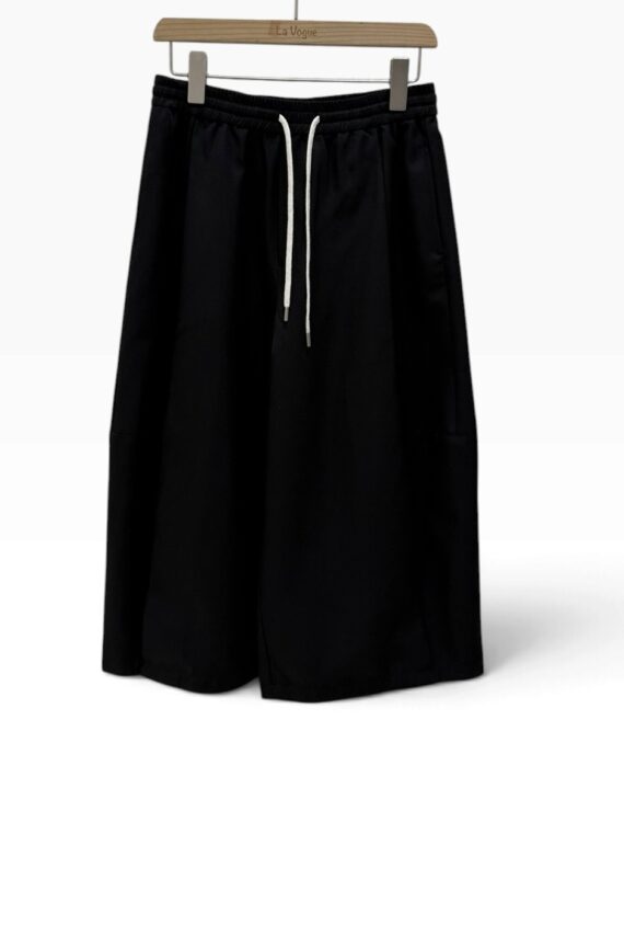 39271 ELASTIC-WAIST CROPPED CURVED-LEG PANTS