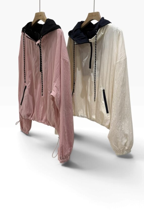 39297 HOODED FAUX-LAYERED LIGHTWEIGHT TOP